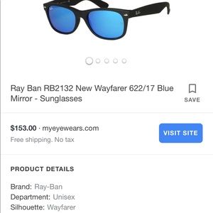 Ray Ban RB2132 Wayfarer 622/17 Blue Mirror